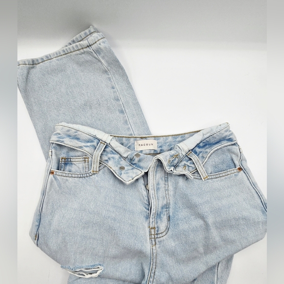 Pacsun '90s Boyfriend Jeans Ripped Light Indigo Sz 25 - Picture 3 of 8